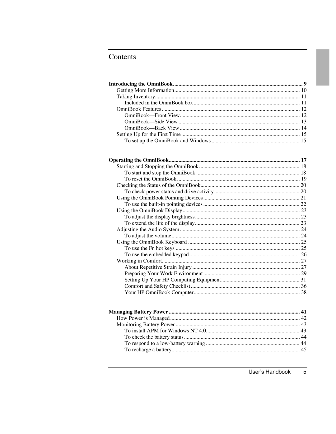 HP Book 4150 manual Contents 