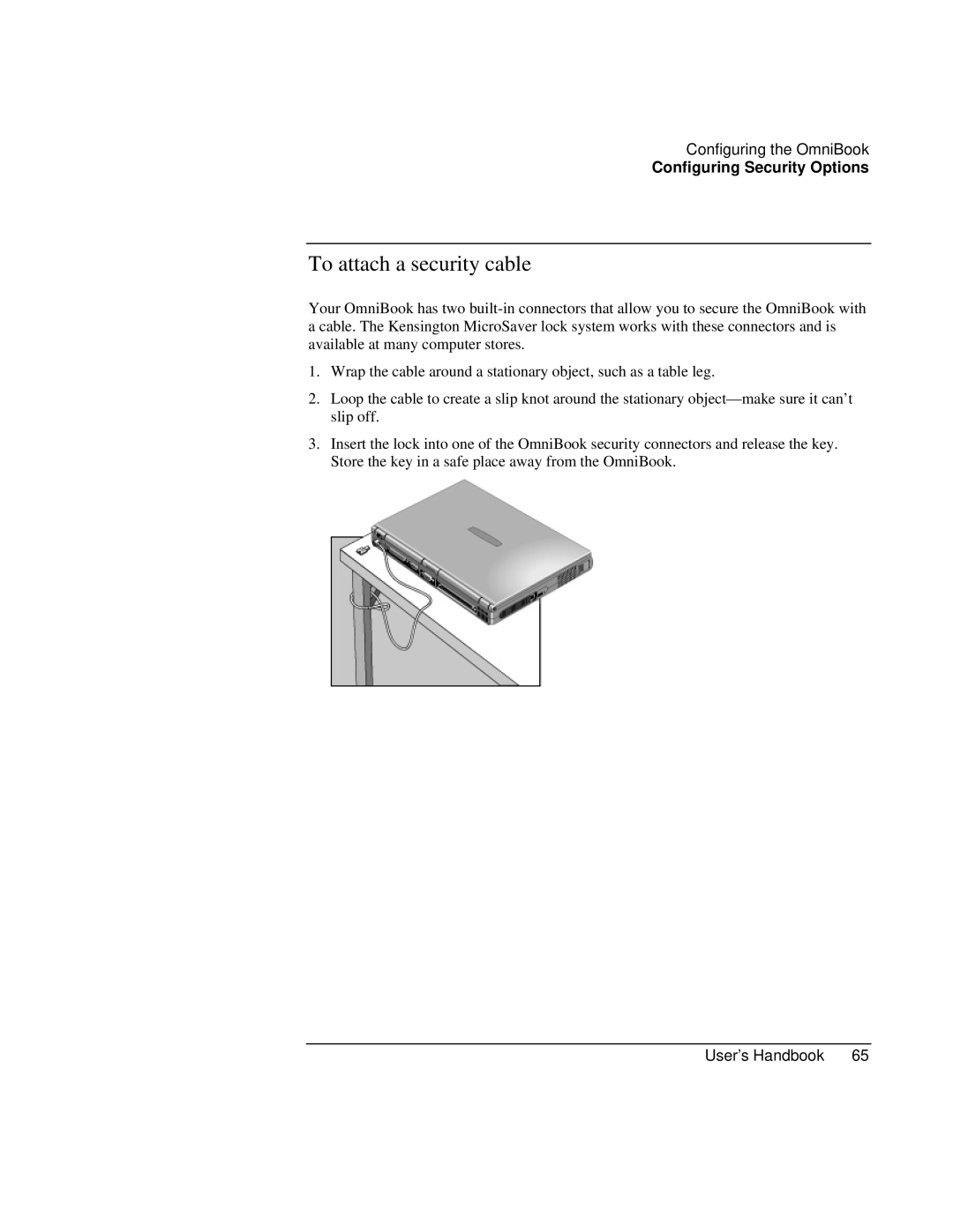 HP Book 4150 manual To attach a security cable 