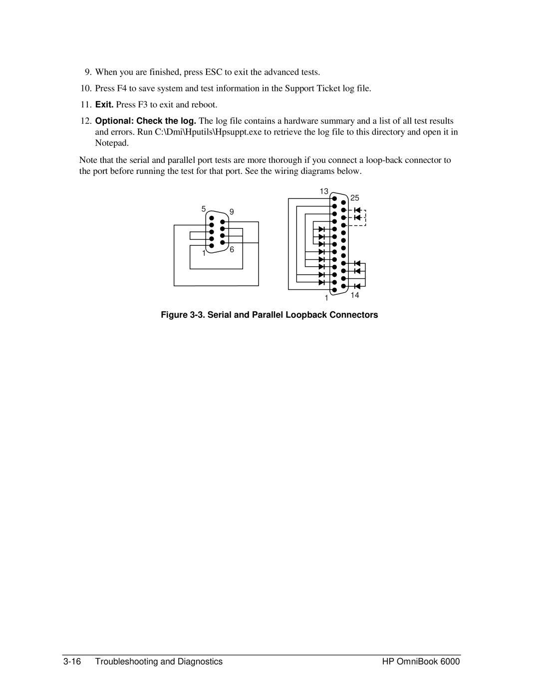 HP Book 6000 manual Serial and Parallel Loopback Connectors 