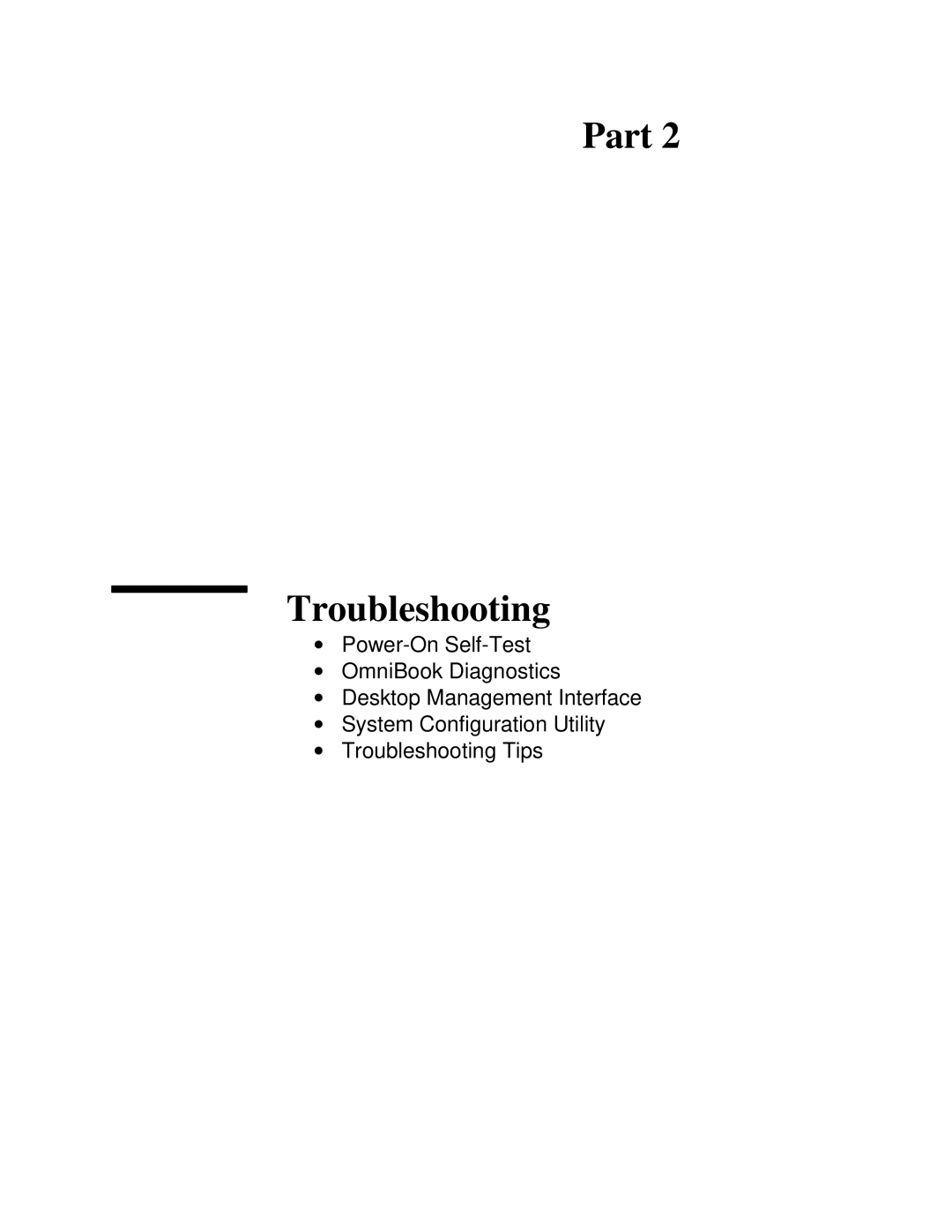 HP Book 800CT manual Part Troubleshooting 