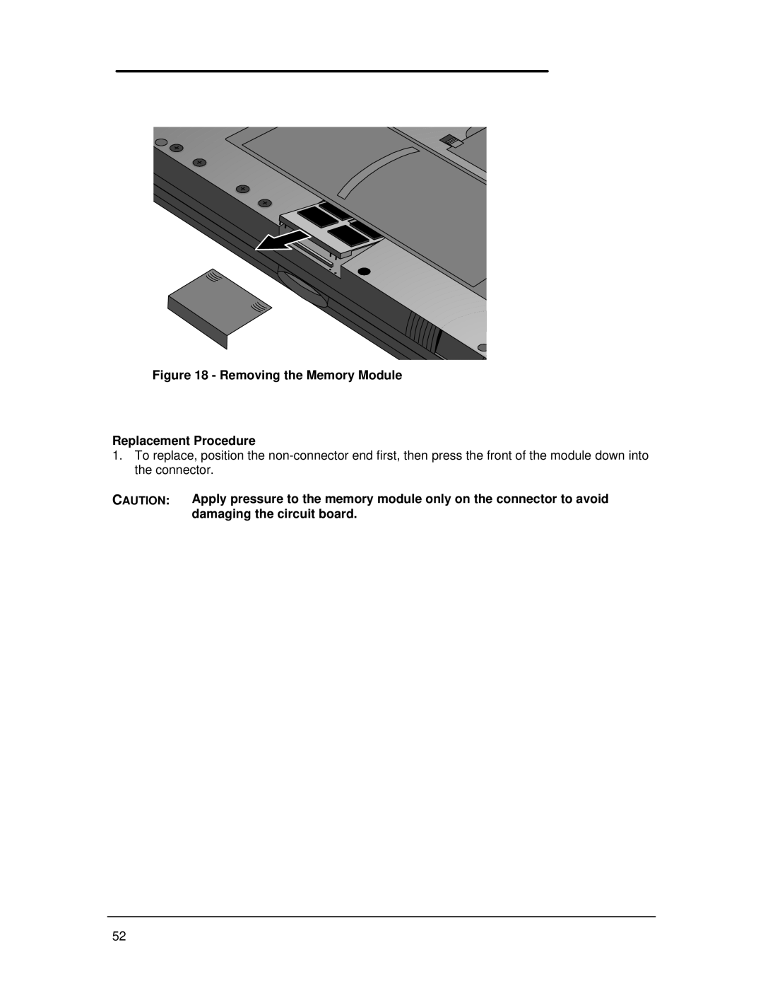 HP Book 800CT manual Removing the Memory Module Replacement Procedure 