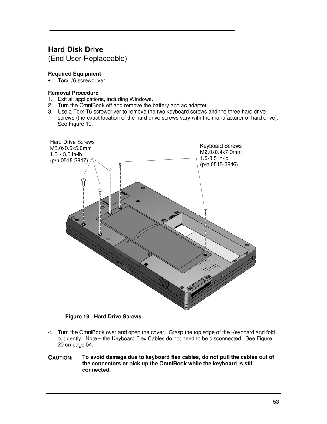 HP Book 800CT manual Hard Disk Drive, Hard Drive Screws 