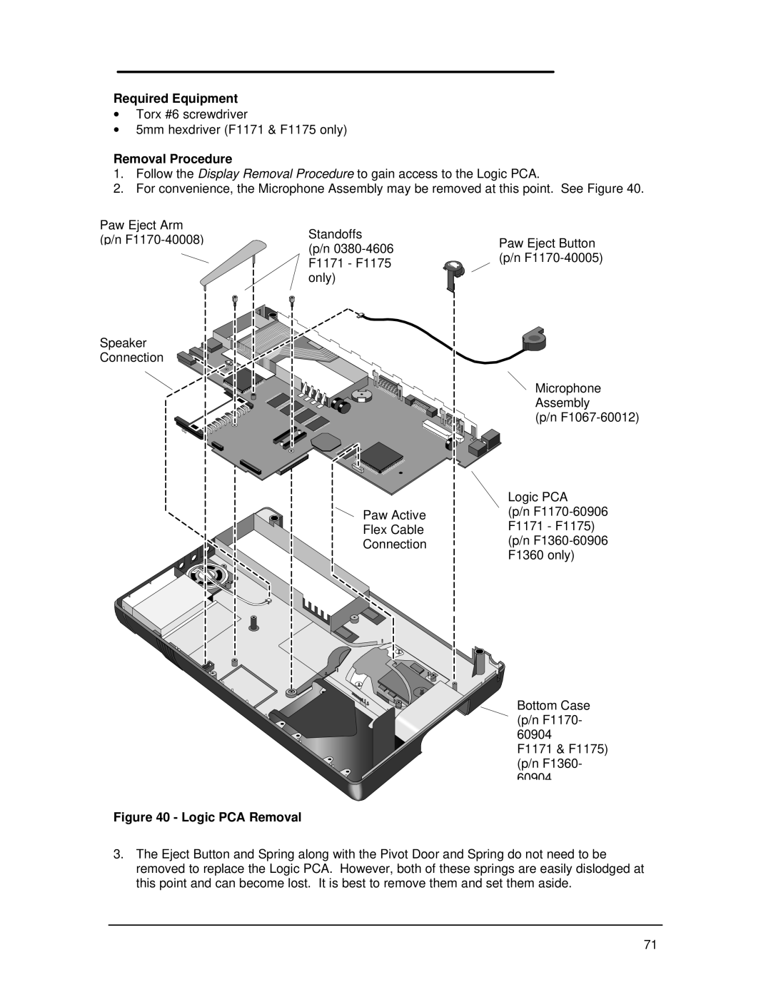 HP Book 800CT manual Logic PCA Removal 