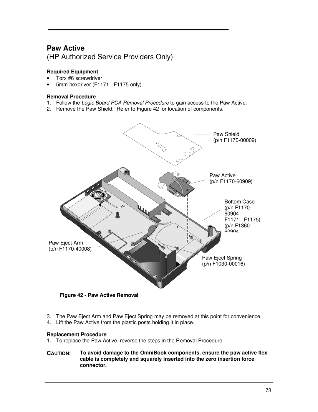 HP Book 800CT manual Paw Active Removal 