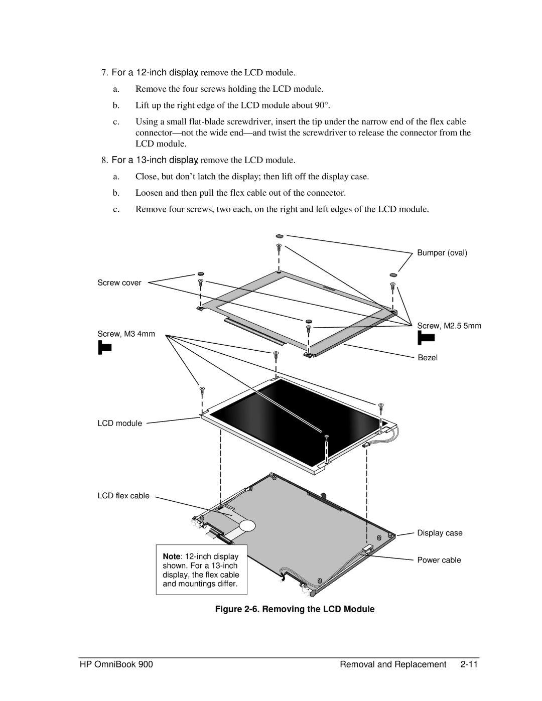 HP Book 900 manual Removing the LCD Module 