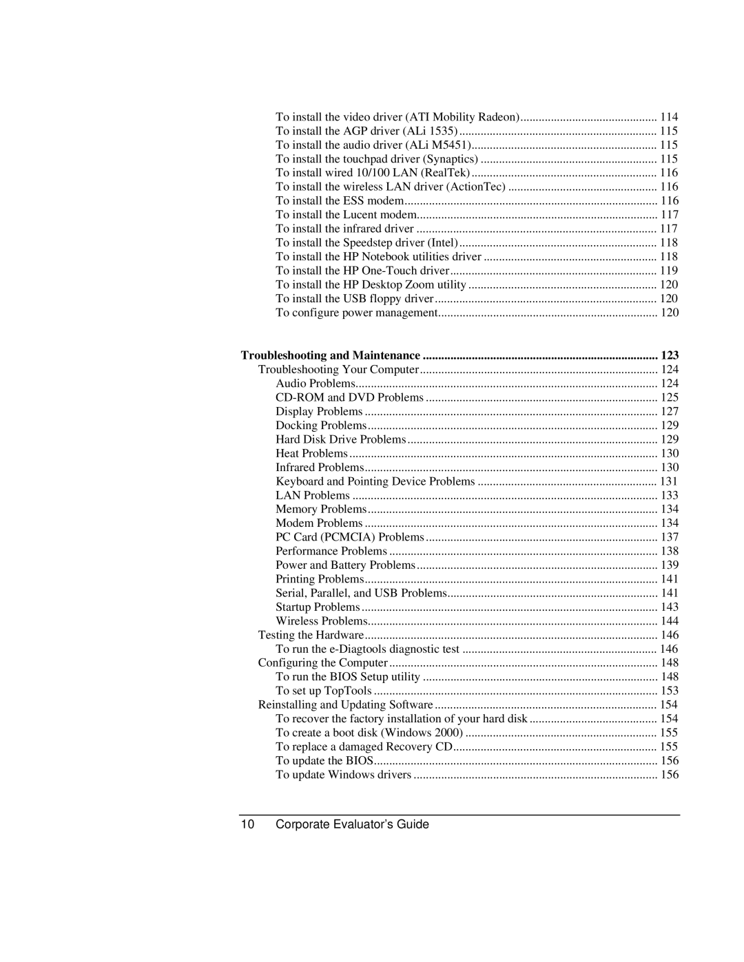 HP Book vt6200 manual Troubleshooting and Maintenance 