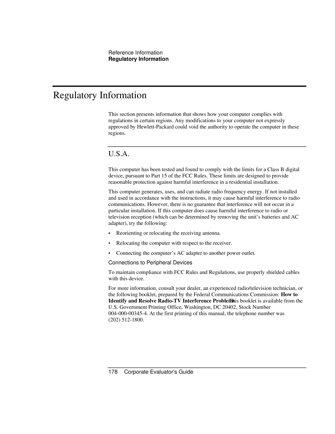 HP Book vt6200 manual Regulatory Information, Connections to Peripheral Devices 