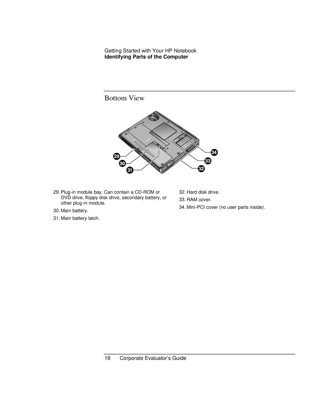 HP Book vt6200 manual Bottom View 