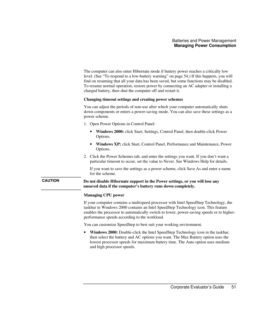 HP Book vt6200 manual Changing timeout settings and creating power schemes, Managing CPU power 