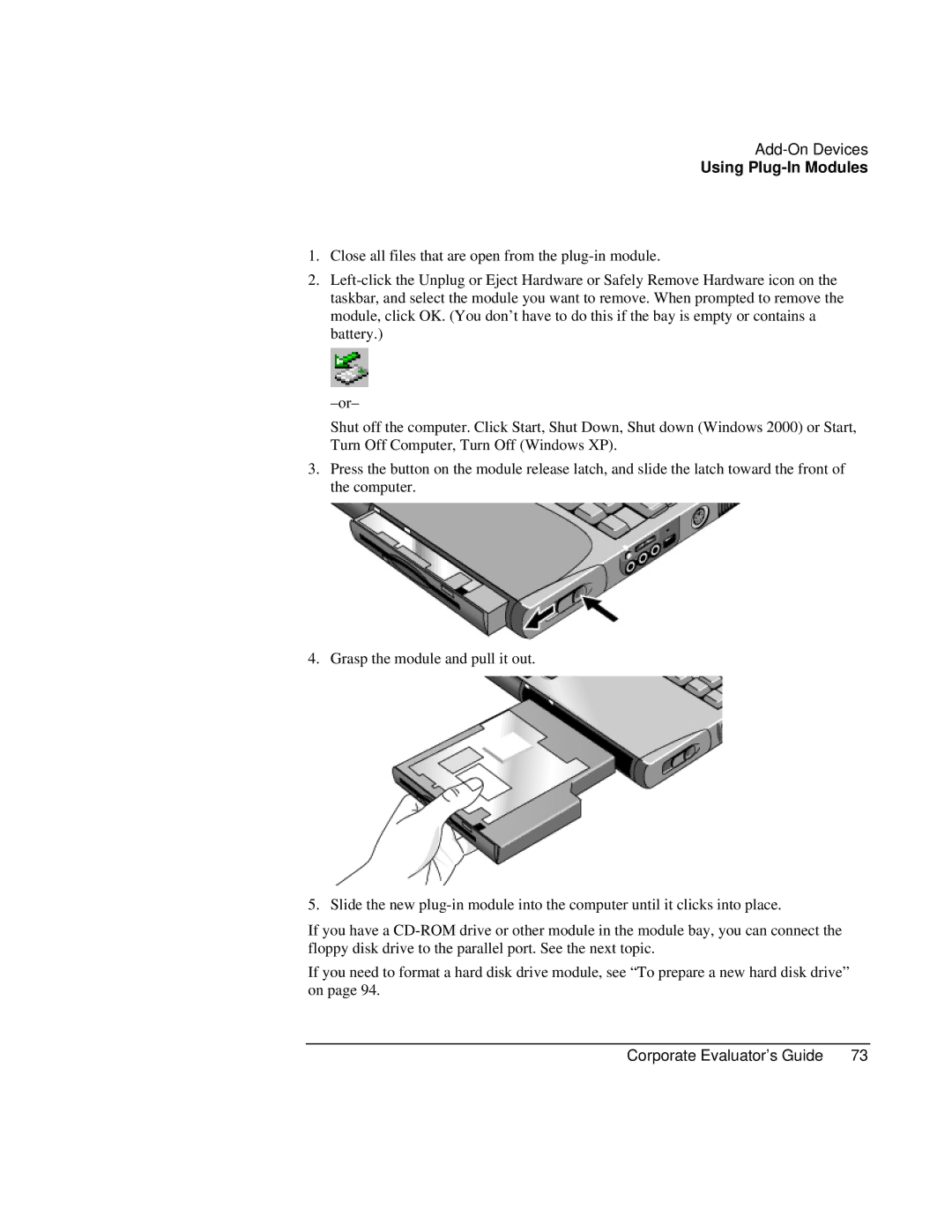 HP Book vt6200 manual Using Plug-In Modules 