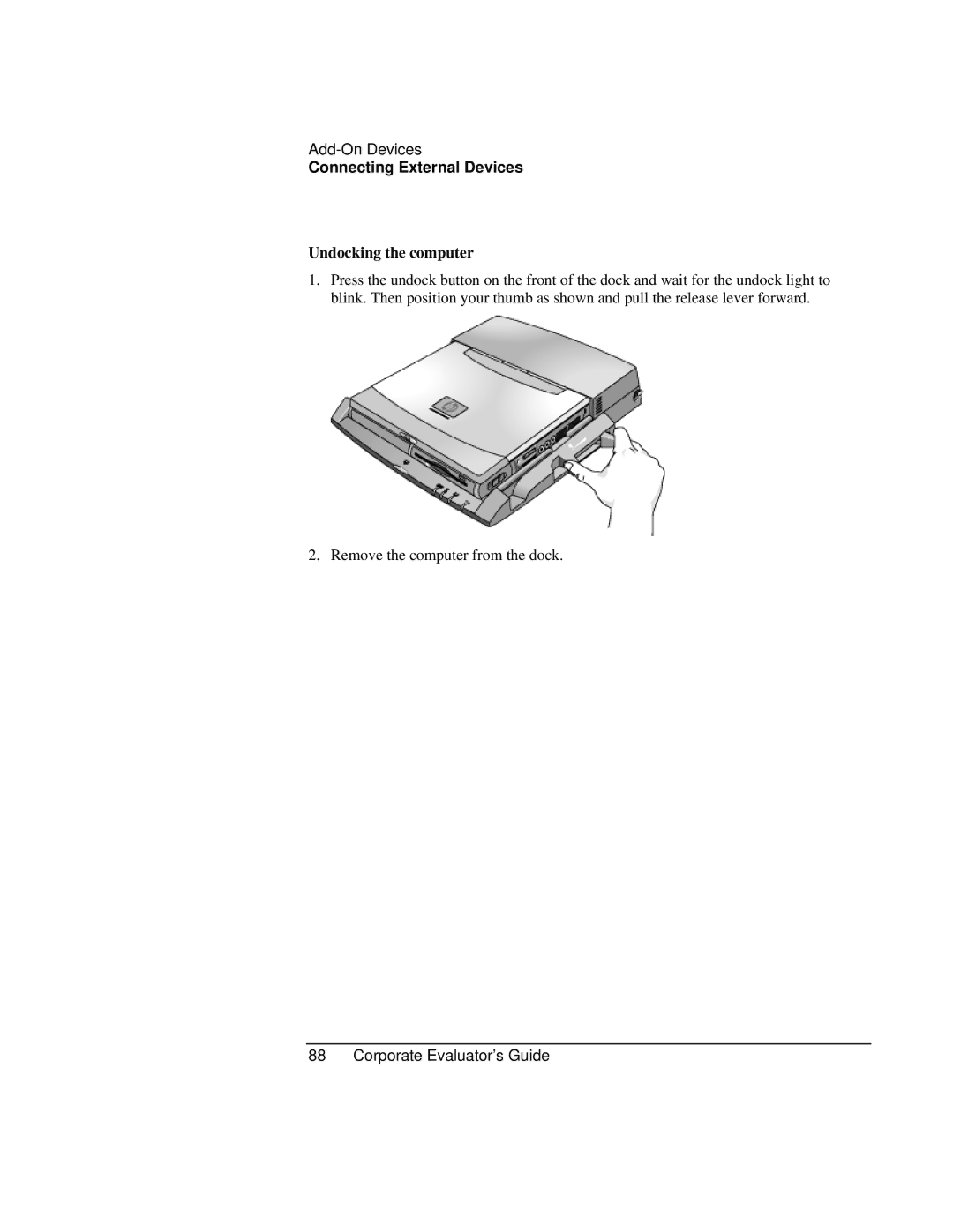 HP Book vt6200 manual Undocking the computer 