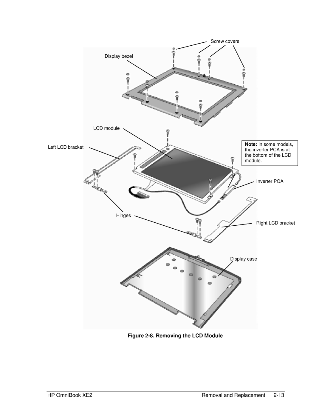 HP book XE2 manual Removing the LCD Module 