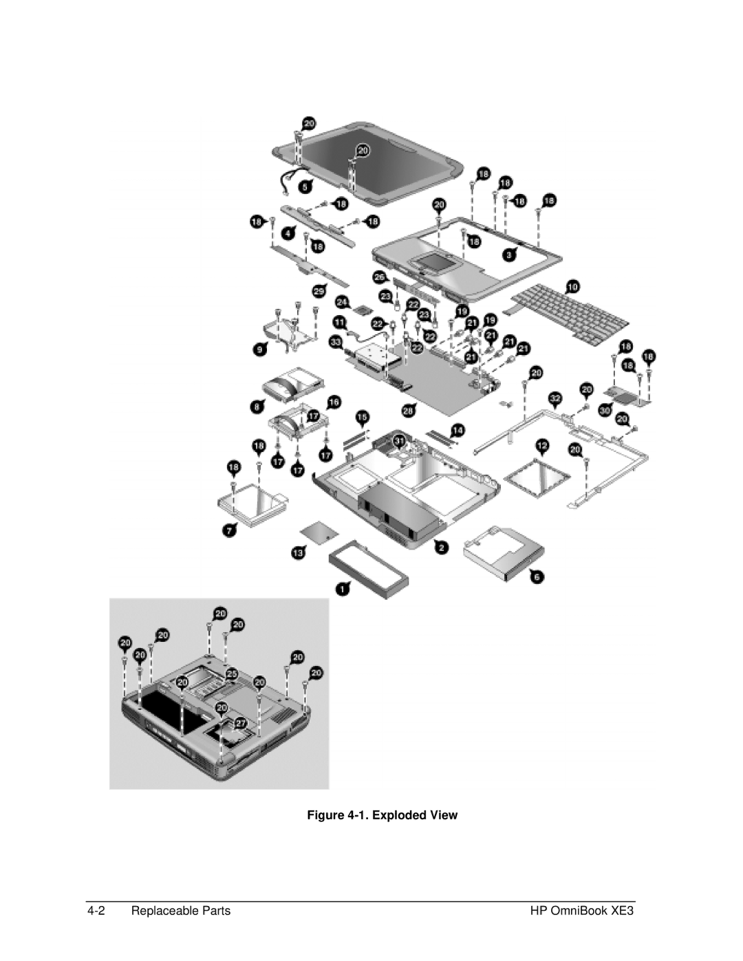 HP BOOK XE3 manual Exploded View 