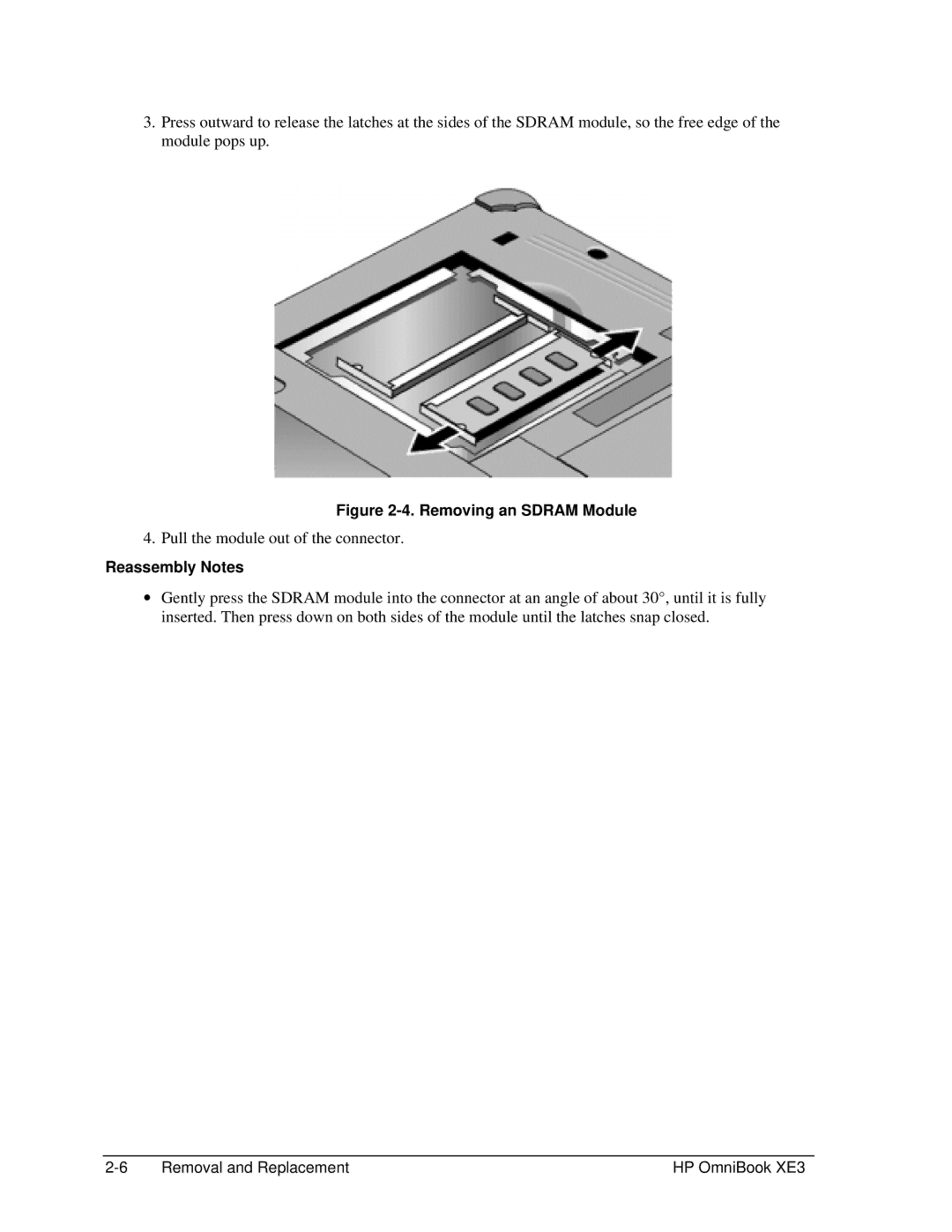 HP BOOK XE3 manual Pull the module out of the connector 