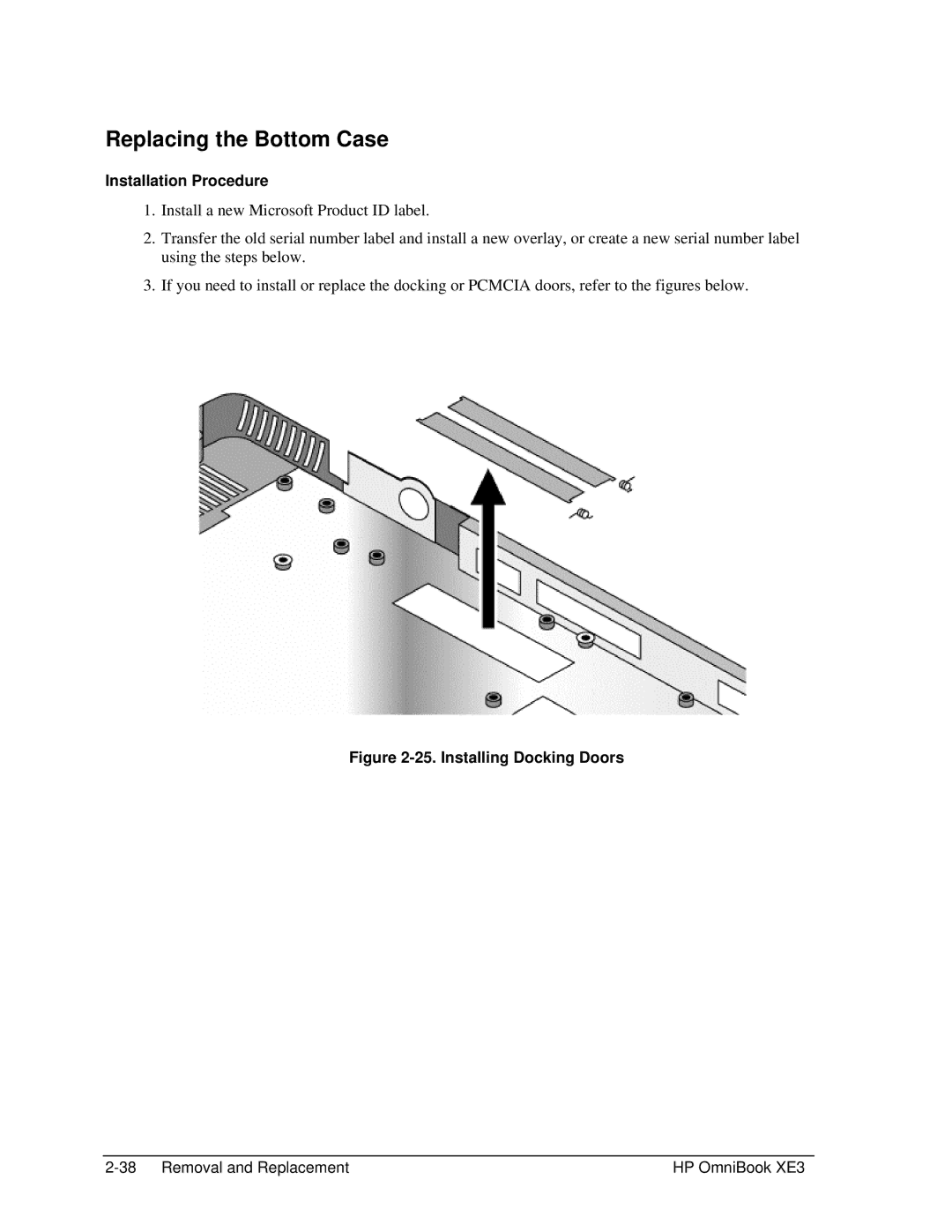 HP BOOK XE3 manual Replacing the Bottom Case, Installation Procedure 