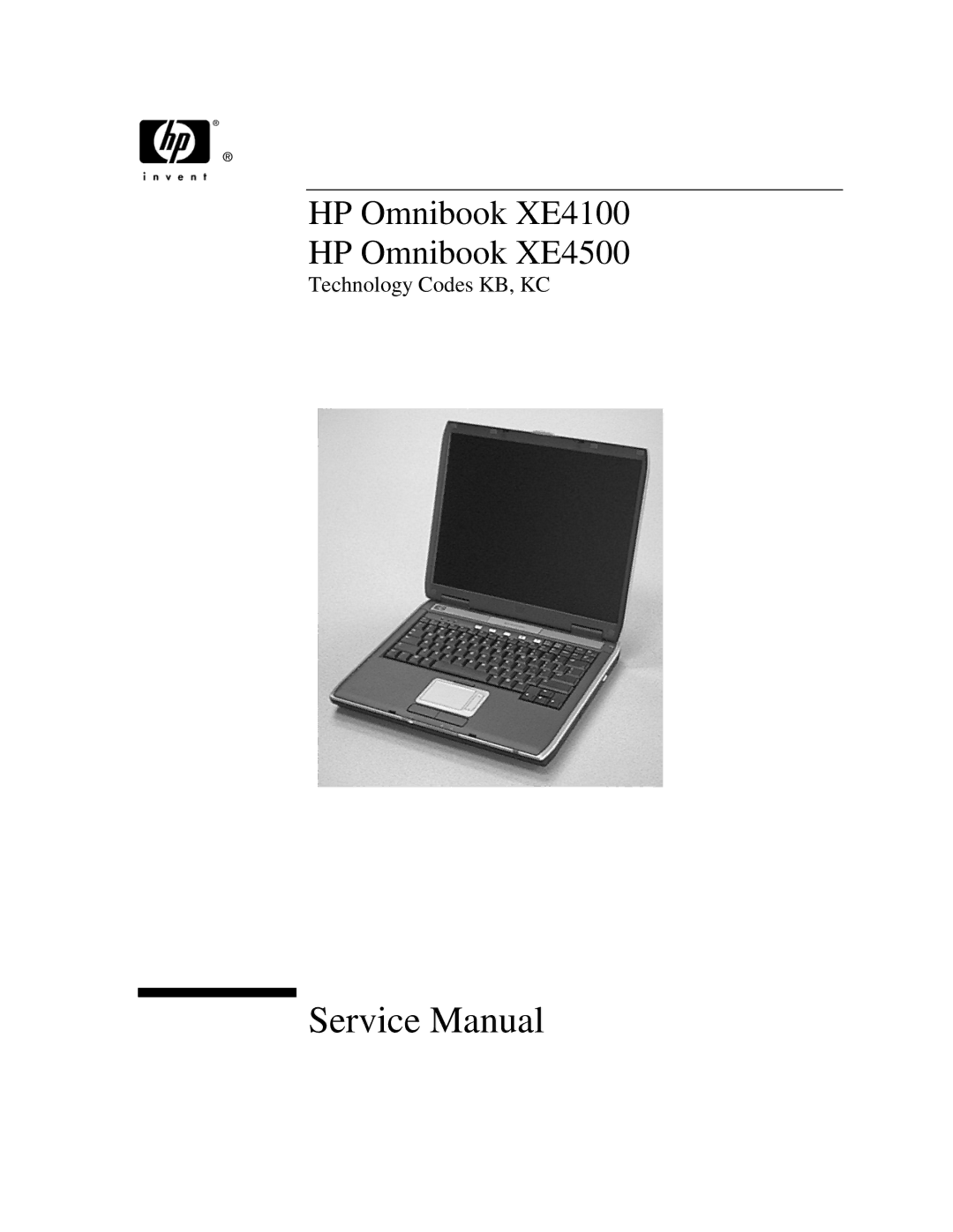 HP BOOK XE4500 manual HP Omnibook XE4100 HP Omnibook XE4500 