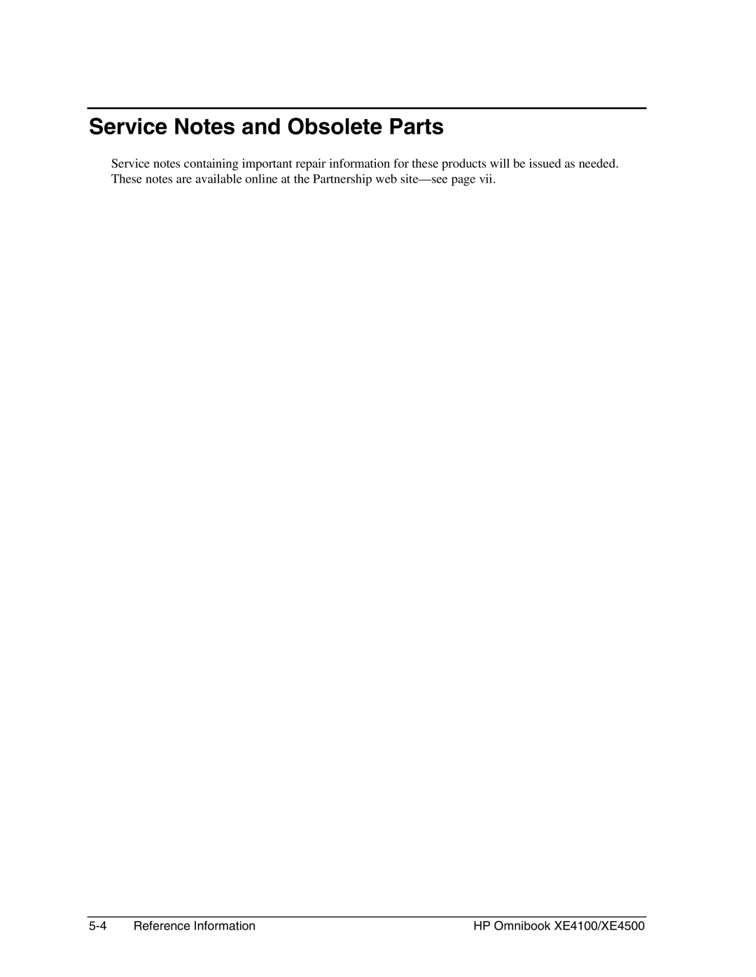 HP BOOK XE4500 manual Service Notes and Obsolete Parts 