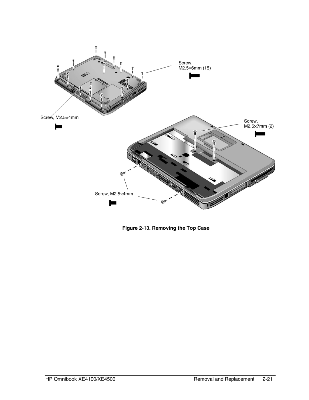 HP BOOK XE4500 manual Removing the Top Case 