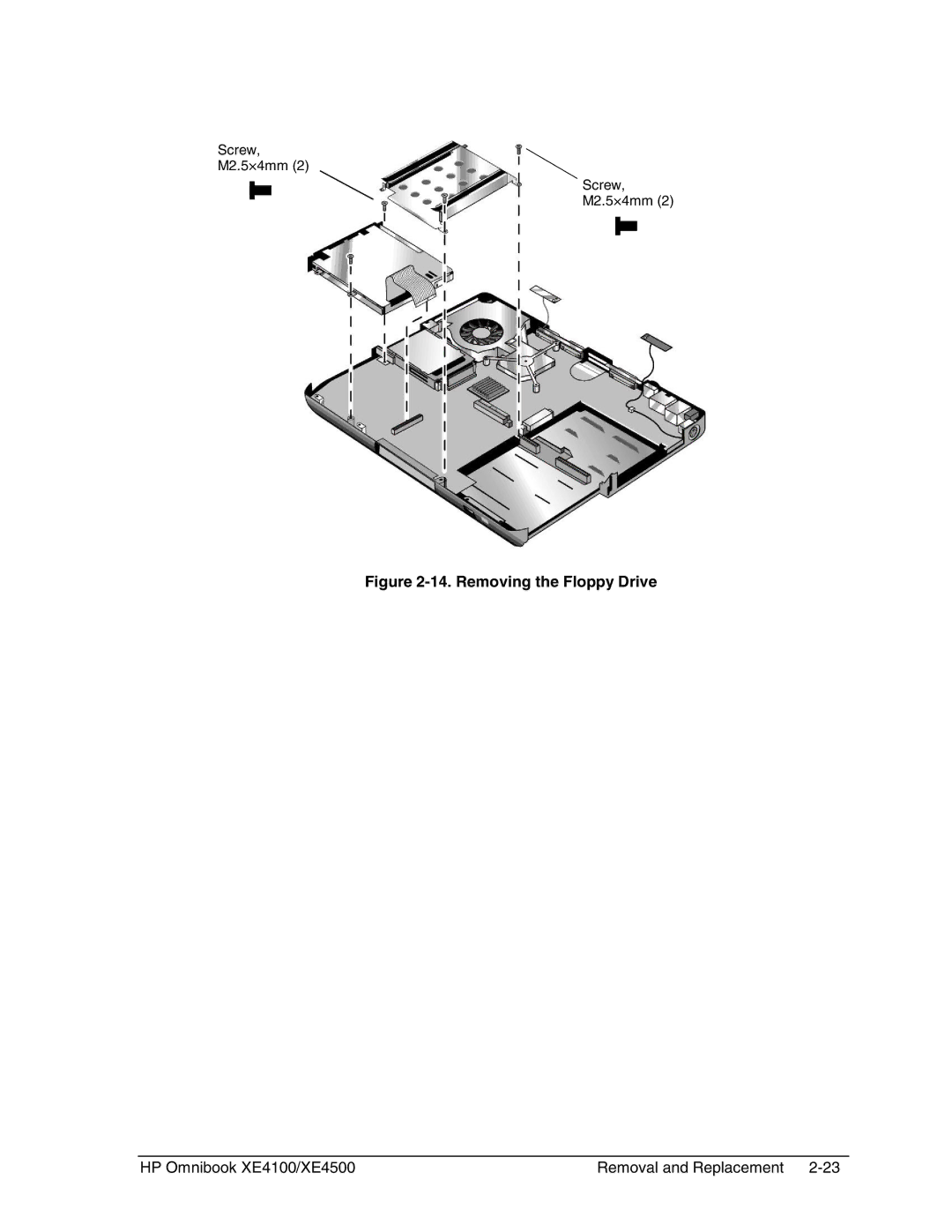 HP BOOK XE4500 manual Removing the Floppy Drive 