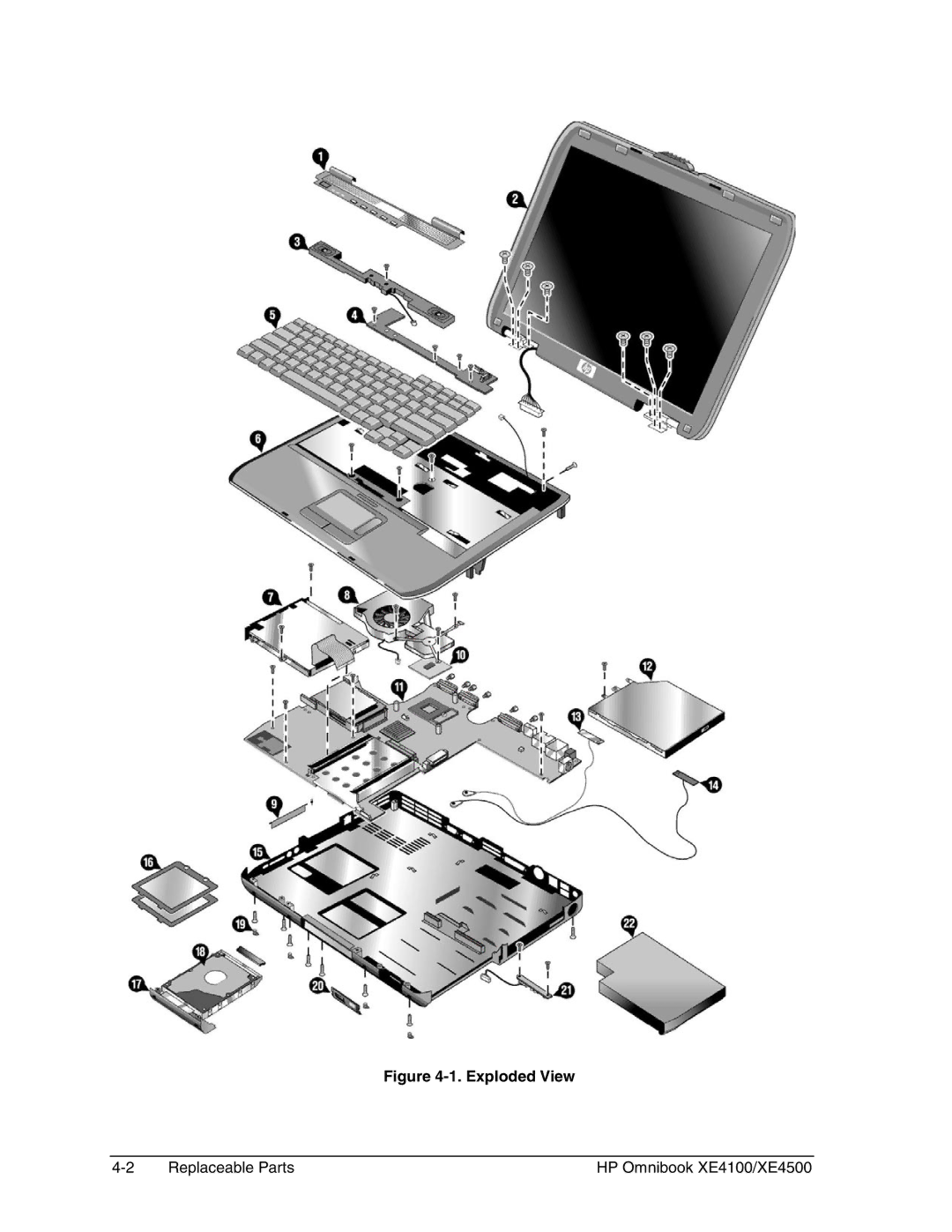 HP BOOK XE4500 manual Exploded View 