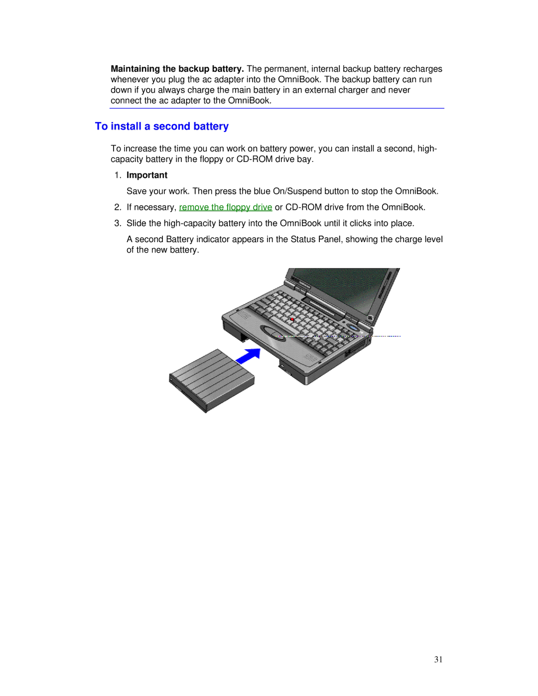 HP Book manual To install a second battery 