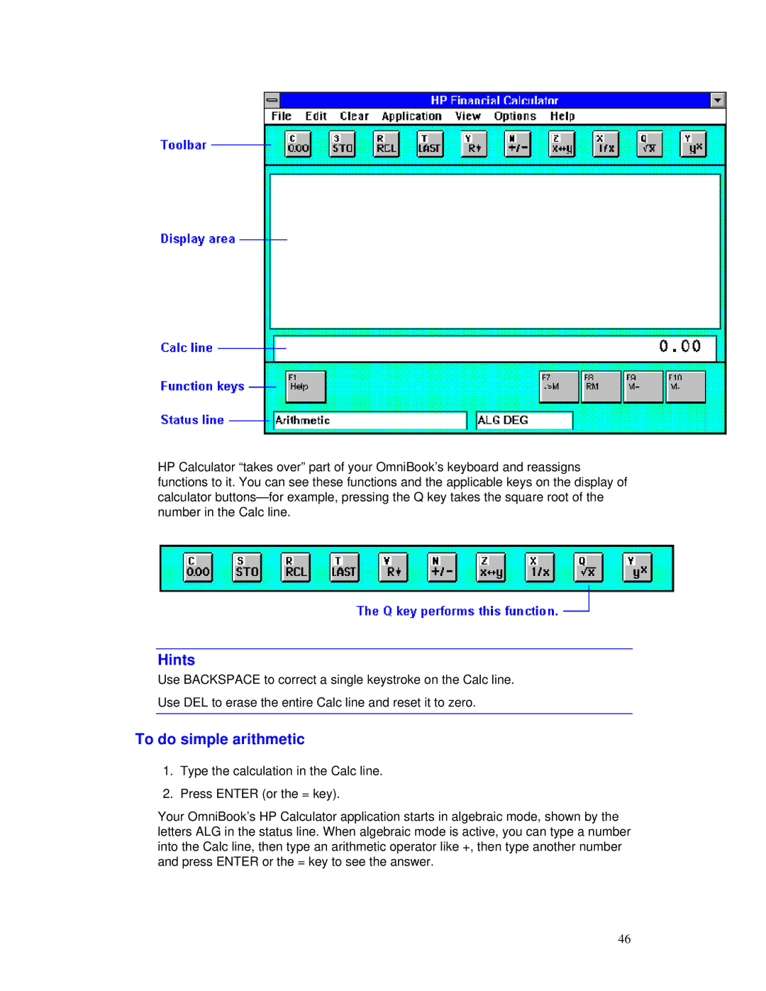 HP Book manual To do simple arithmetic 