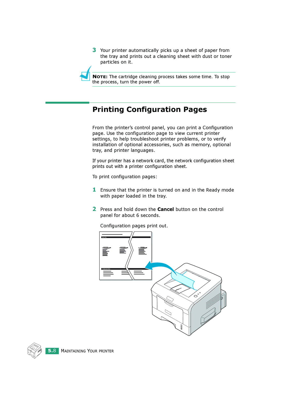 HP BP20N manual Printing Configuration Pages 