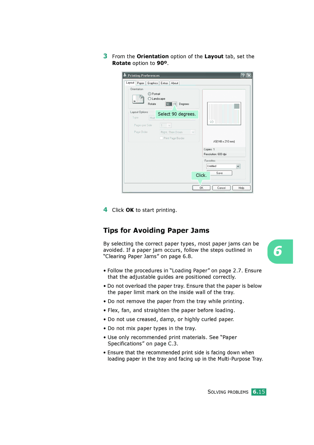 HP BP20N manual Tips for Avoiding Paper Jams, Click OK to start printing 