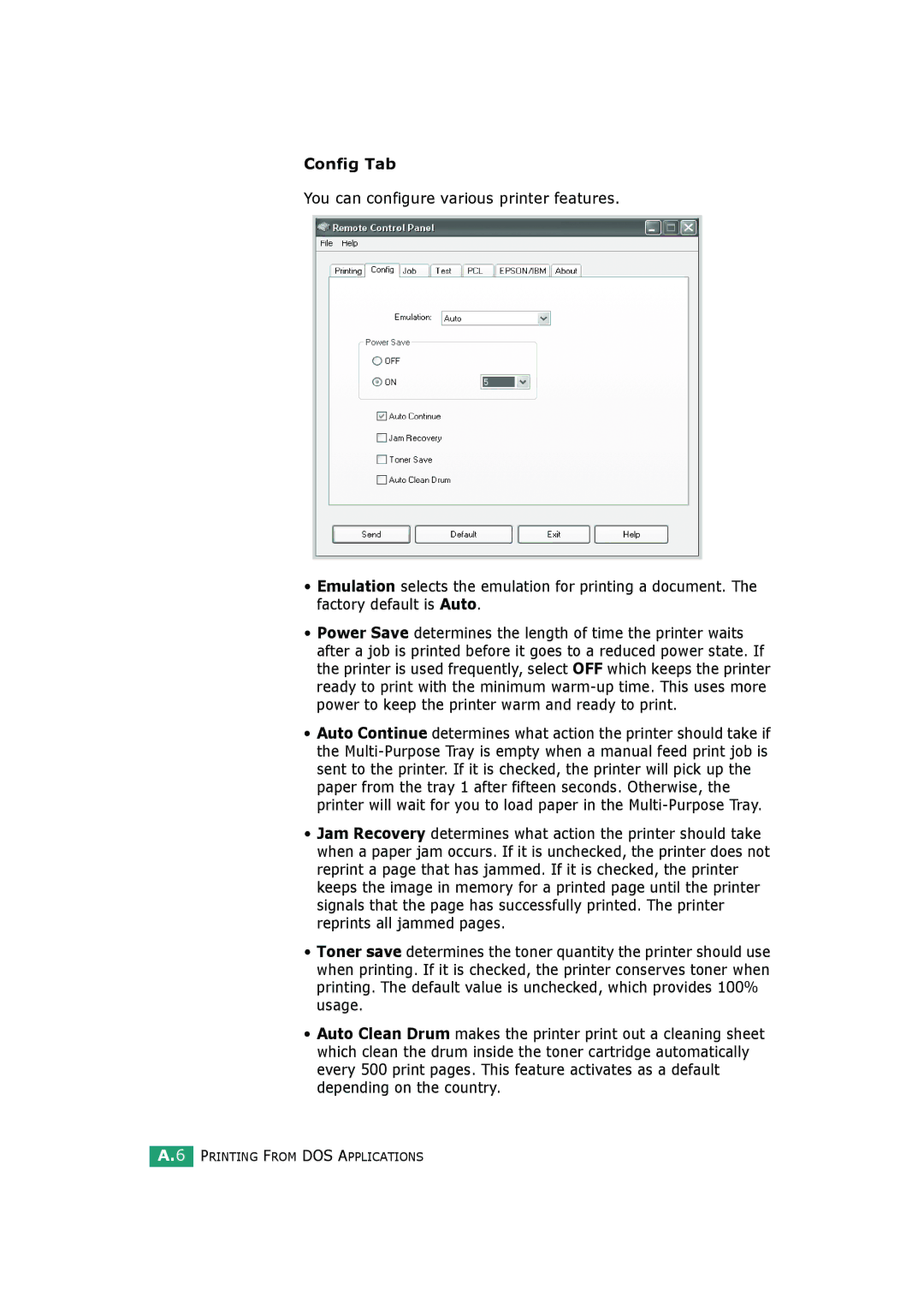 HP BP20N manual Config Tab 