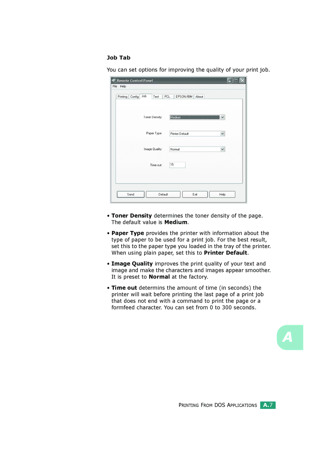 HP BP20N manual Job Tab 