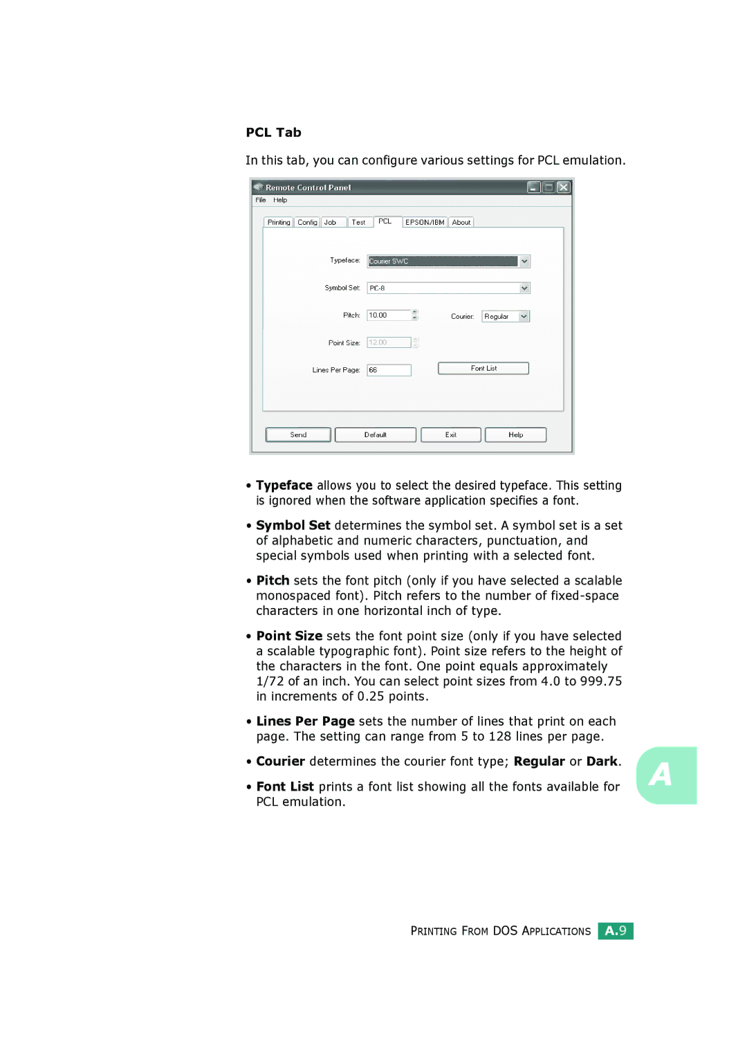 HP BP20N manual PCL Tab 