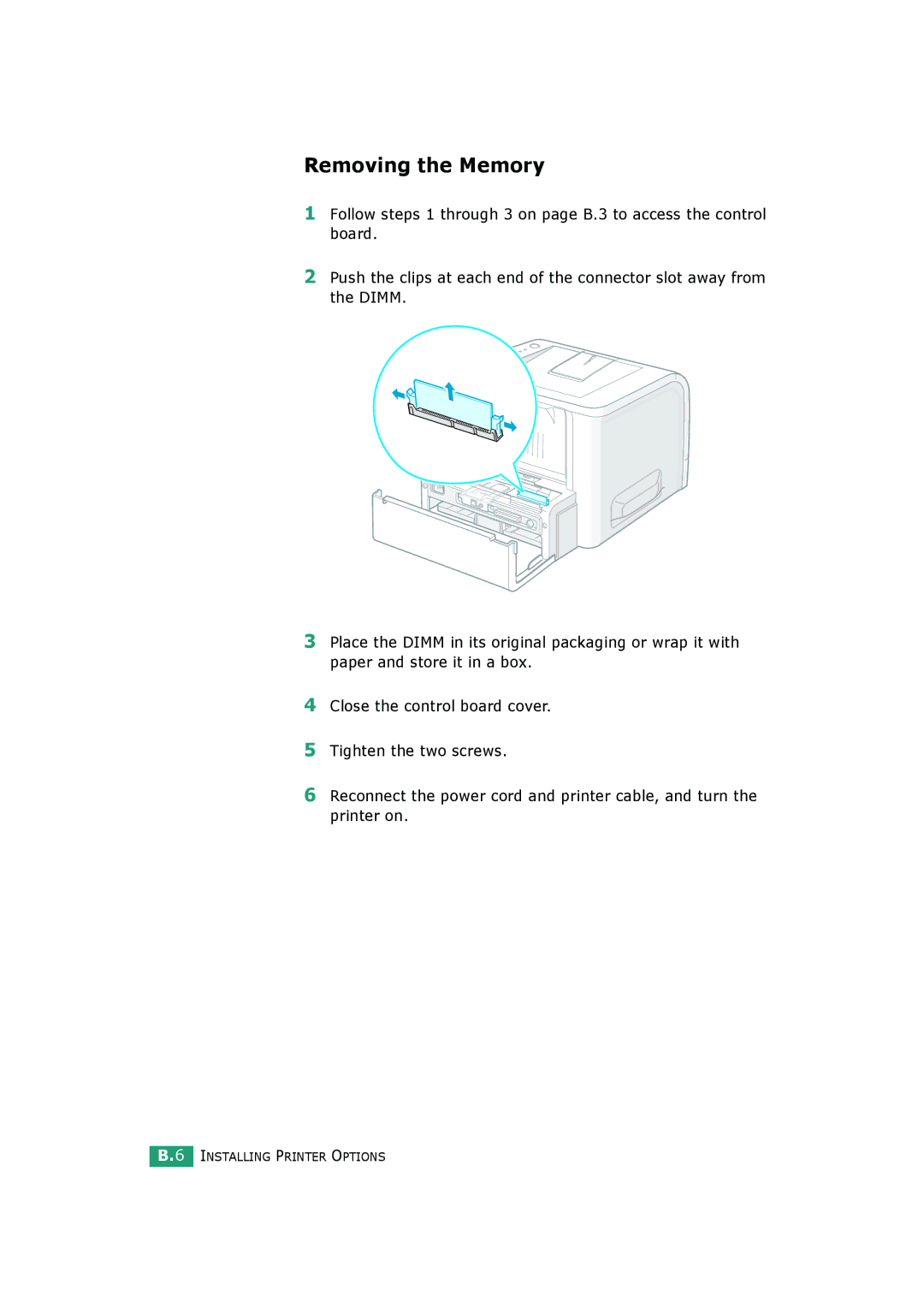 HP BP20N manual Removing the Memory 