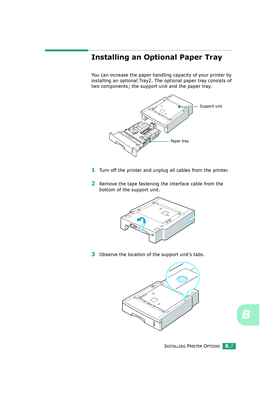 HP BP20N manual Installing an Optional Paper Tray 