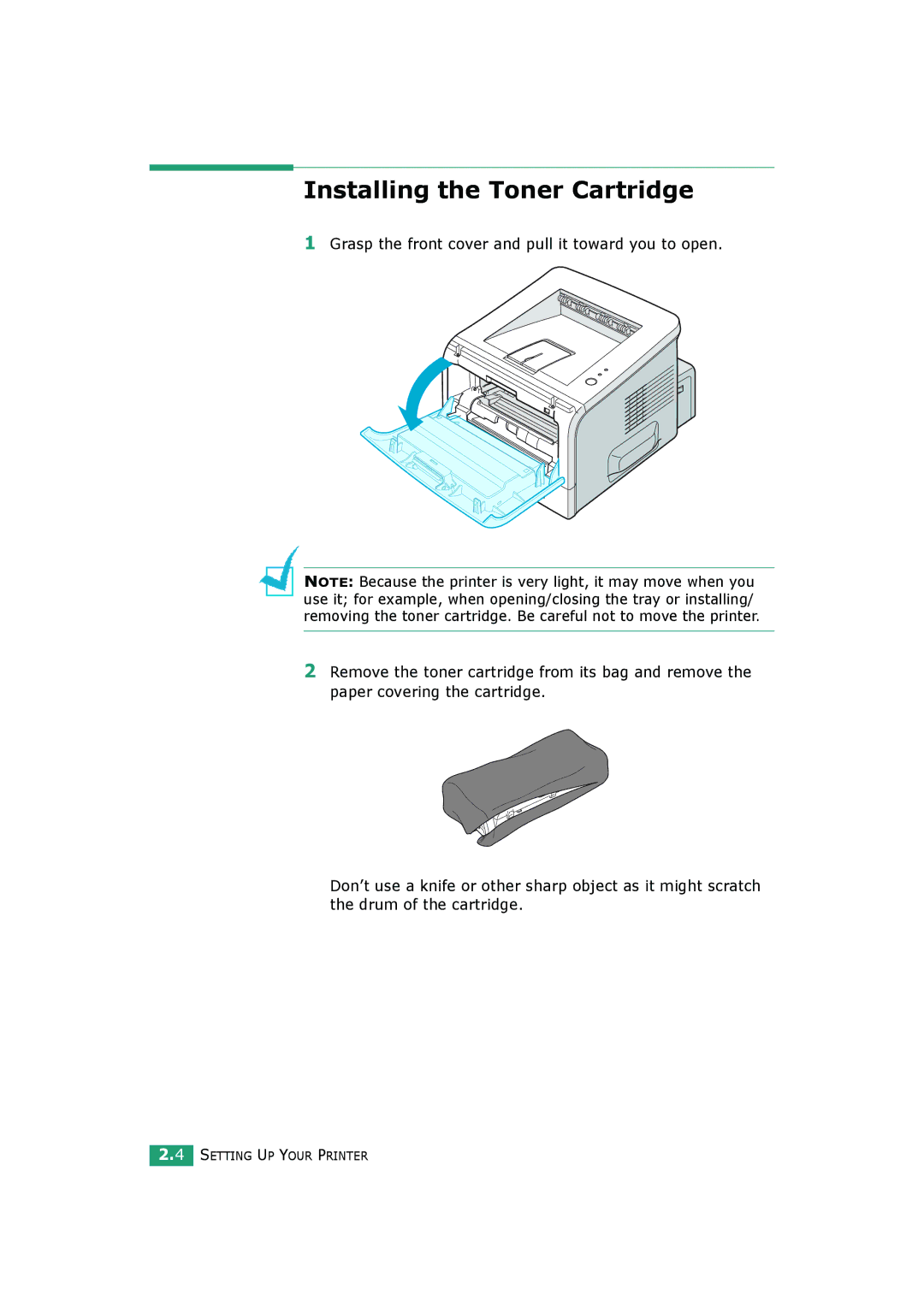 HP BP20N manual Installing the Toner Cartridge 