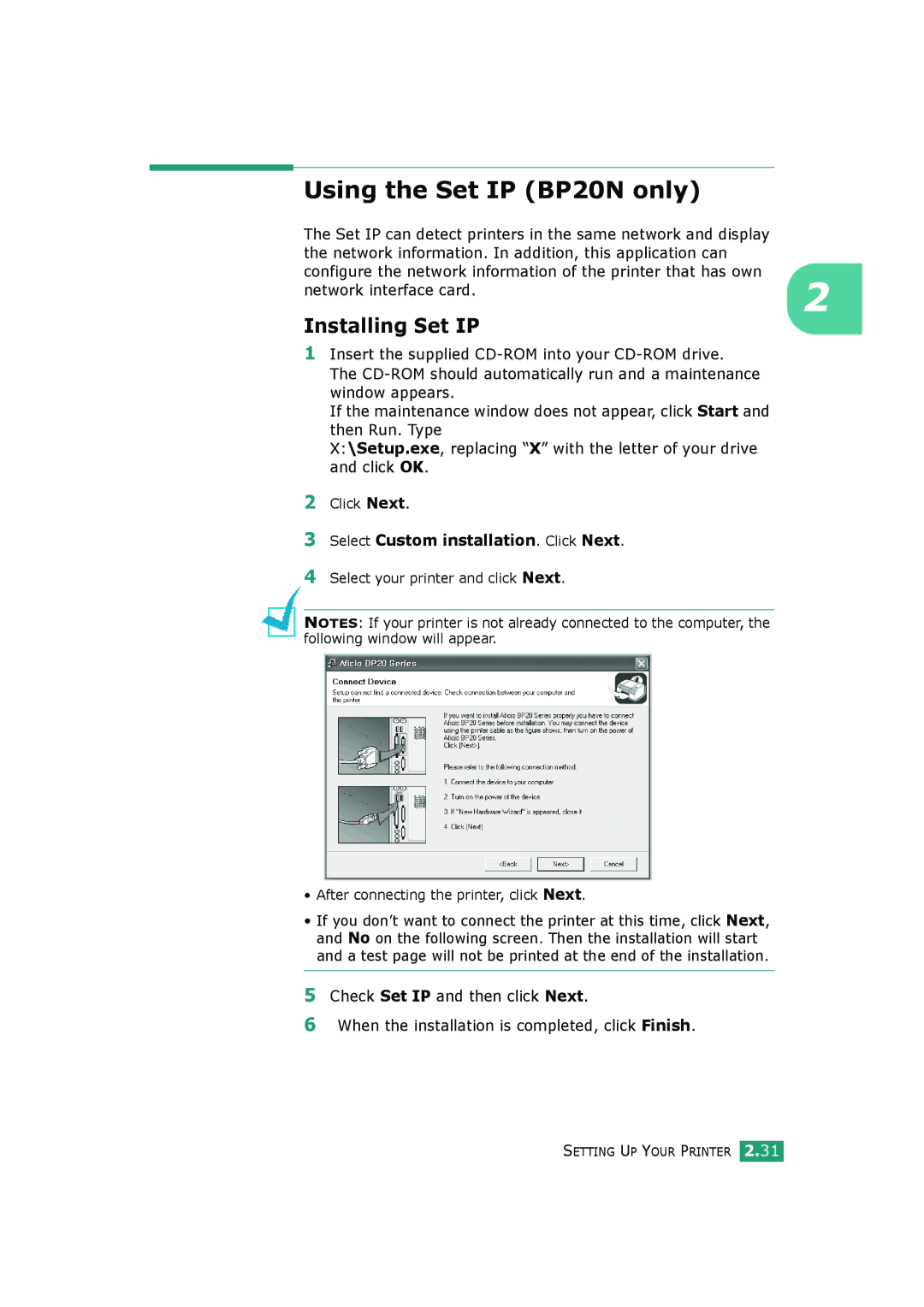 HP manual Using the Set IP BP20N only, Installing Set IP 