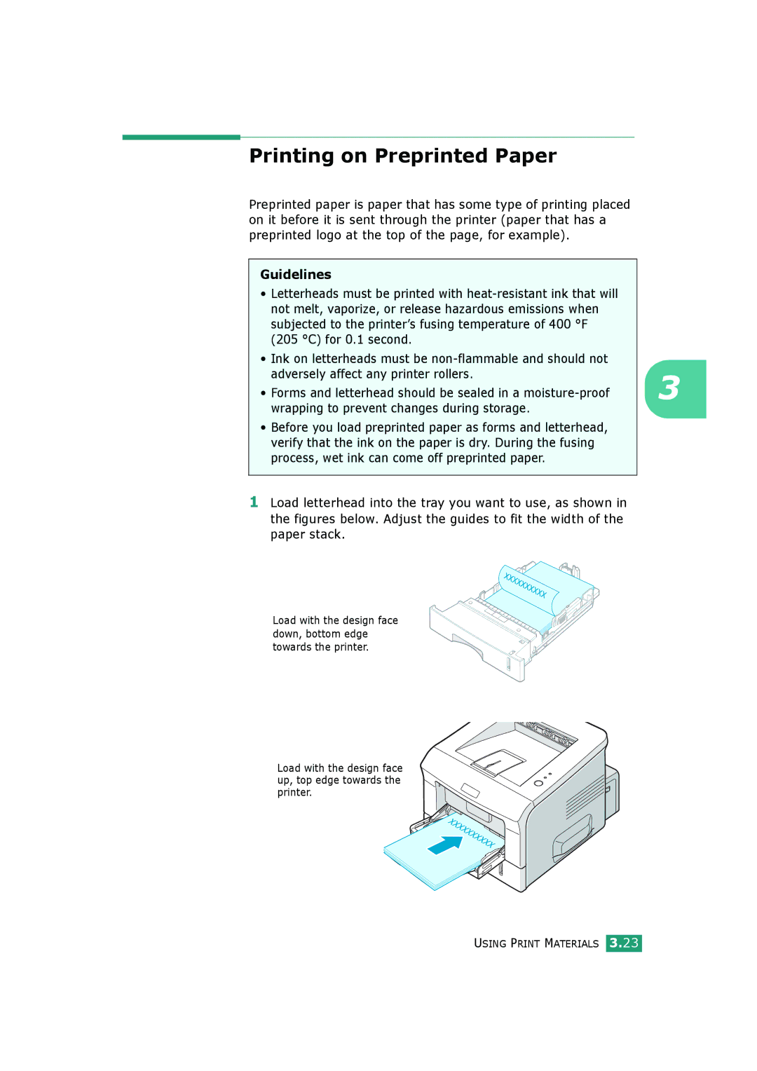 HP BP20N manual Printing on Preprinted Paper 