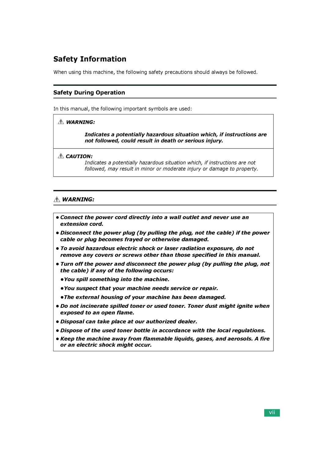 HP BP20N manual Safety Information, Safety During Operation 