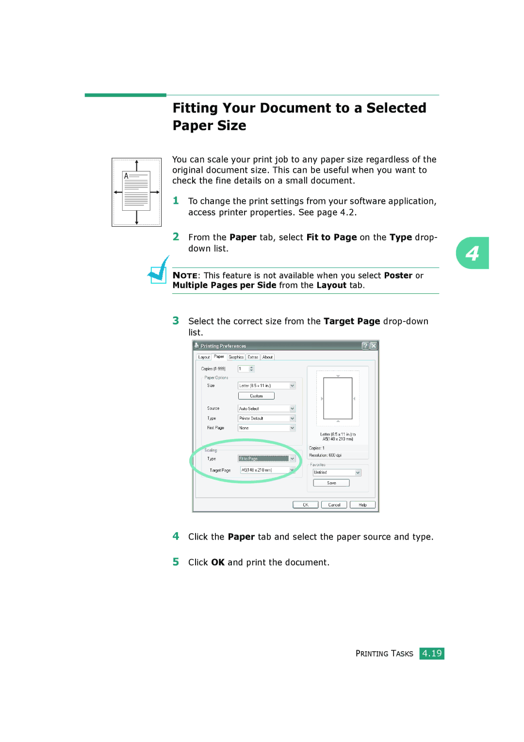 HP BP20N manual Fitting Your Document to a Selected Paper Size, Multiple Pages per Side from the Layout tab 