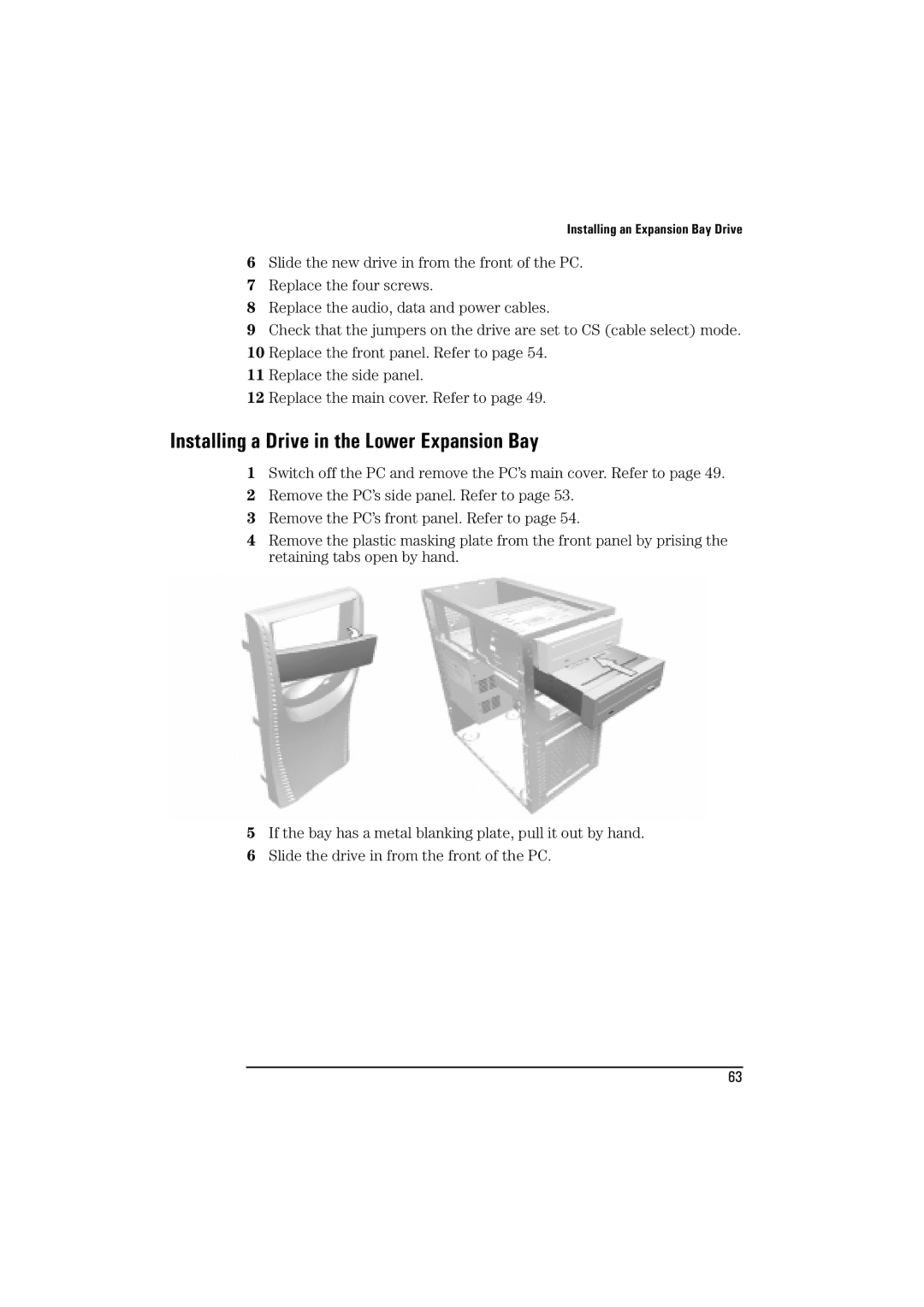 HP BrioBA410 manual Installing a Drive in the Lower Expansion Bay 