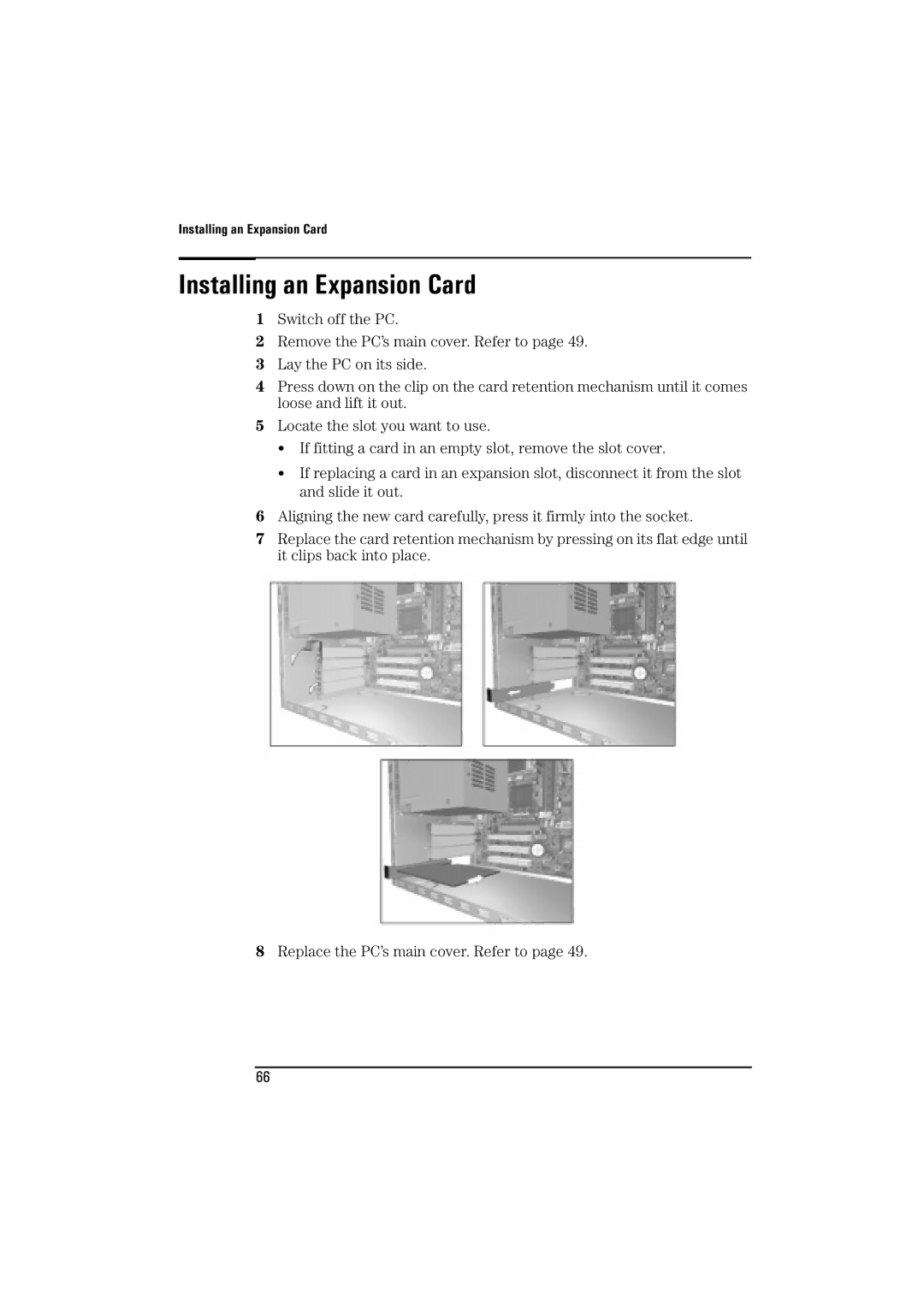 HP BrioBA410 manual Installing an Expansion Card 