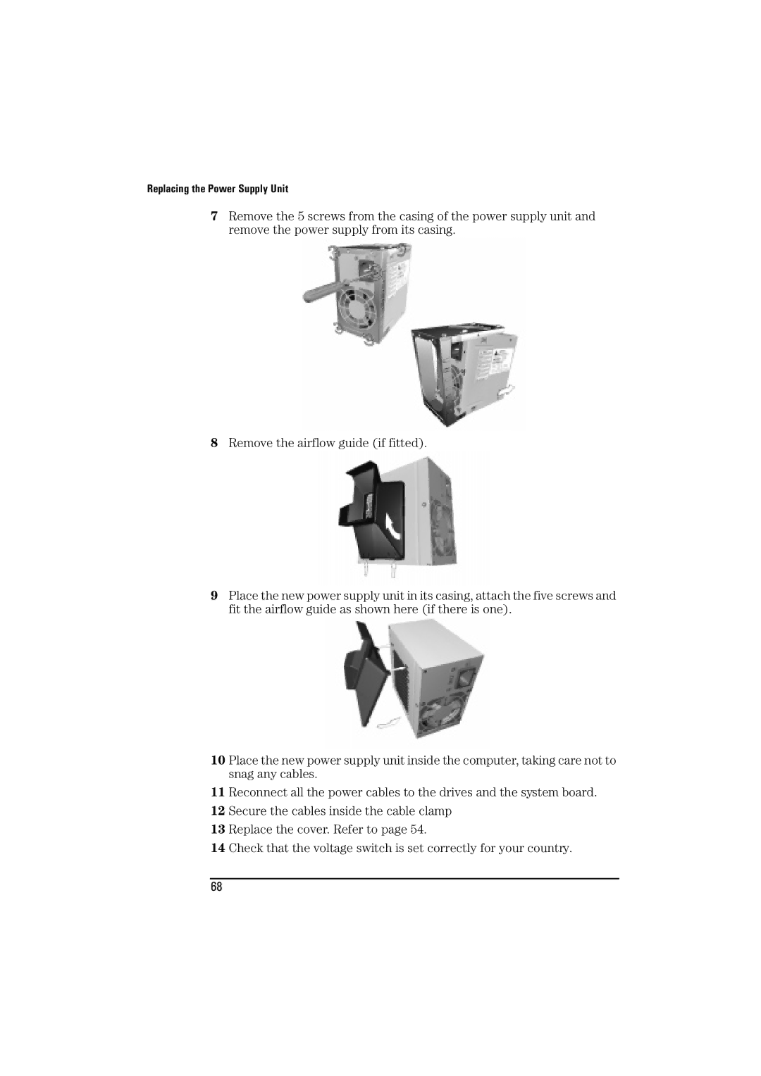 HP BrioBA410 manual Replacing the Power Supply Unit 