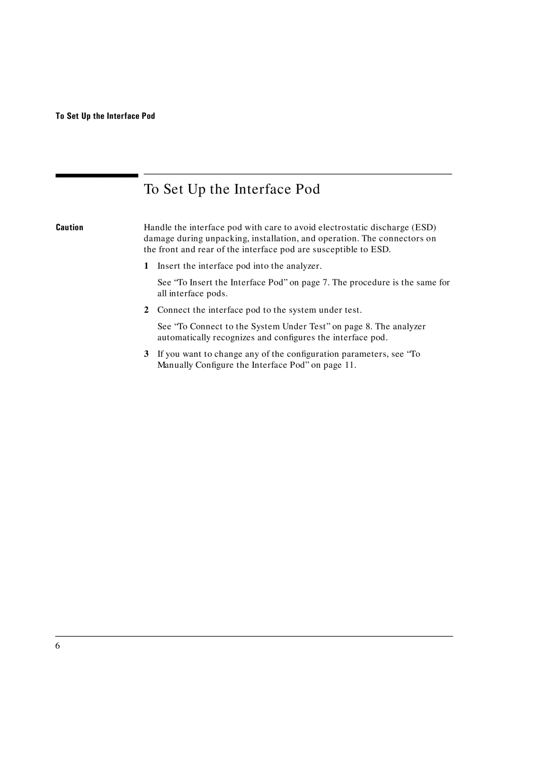 HP Broadband Service Analyzer manual To Set Up the Interface Pod 