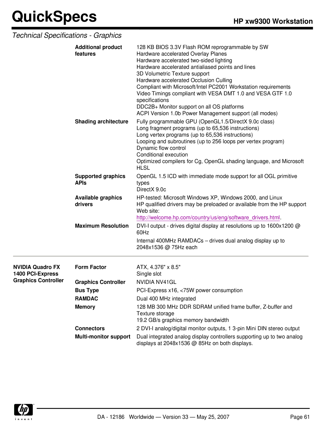 HP Broadcom NetXtreme Gigabit Ethernet I EA833AA manual Additional product, Shading architecture, Supported graphics, APIs 