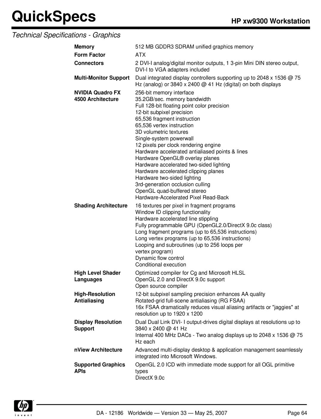 HP Broadcom NetXtreme Gigabit Ethernet I EA833AA manual Nvidia Quadro FX, Architecture 