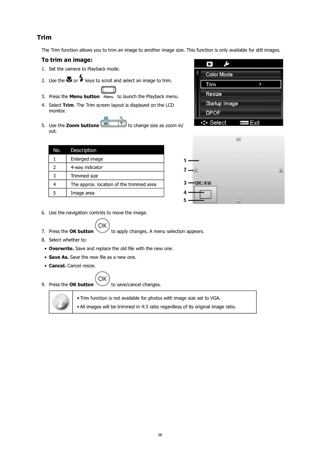 HP C-200 manual Trim, To trim an image 