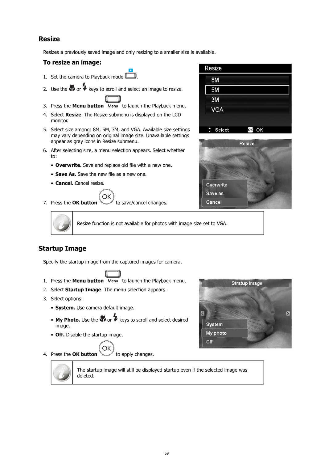 HP C-200 manual Resize, Startup Image, To resize an image 