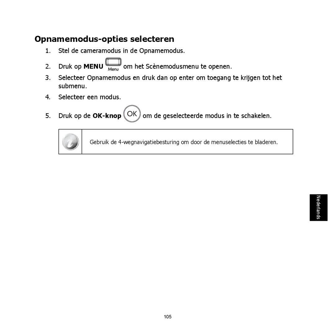 HP C-200 manual Opnamemodus-opties selecteren 