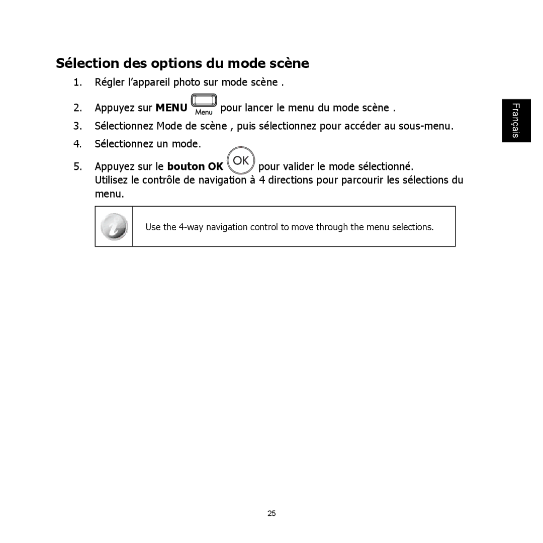 HP C-200 manual Sélection des options du mode scène 