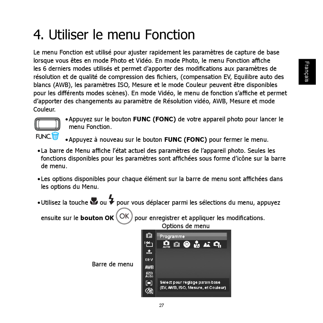 HP C-200 manual Utiliser le menu Fonction 