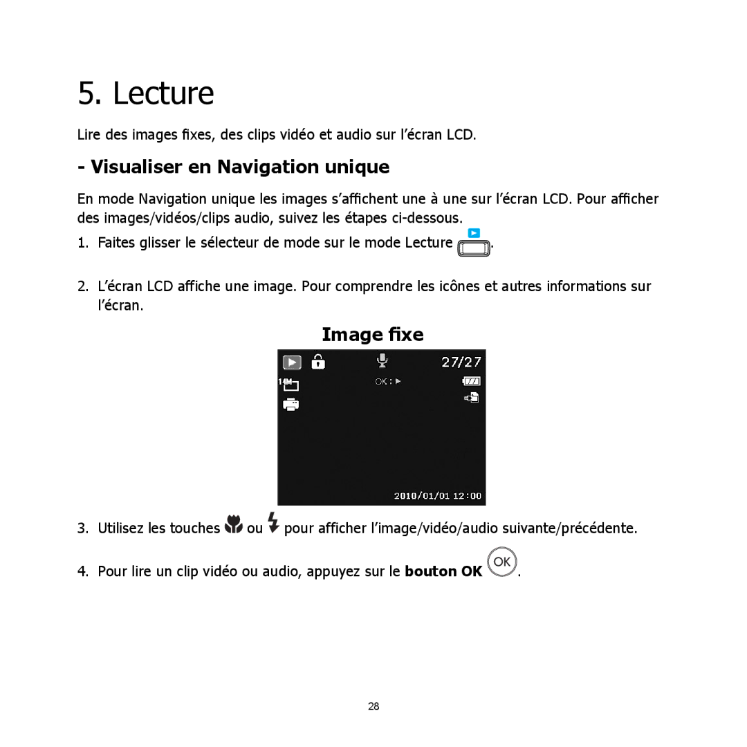 HP C-200 manual Lecture, Visualiser en Navigation unique, Image ﬁ xe 